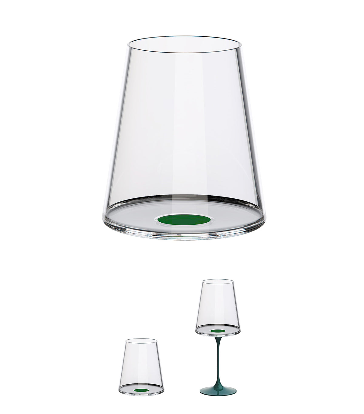 SplitGlass - Tumbler - Red Wine Cup - Set of 2 Glasses Green
