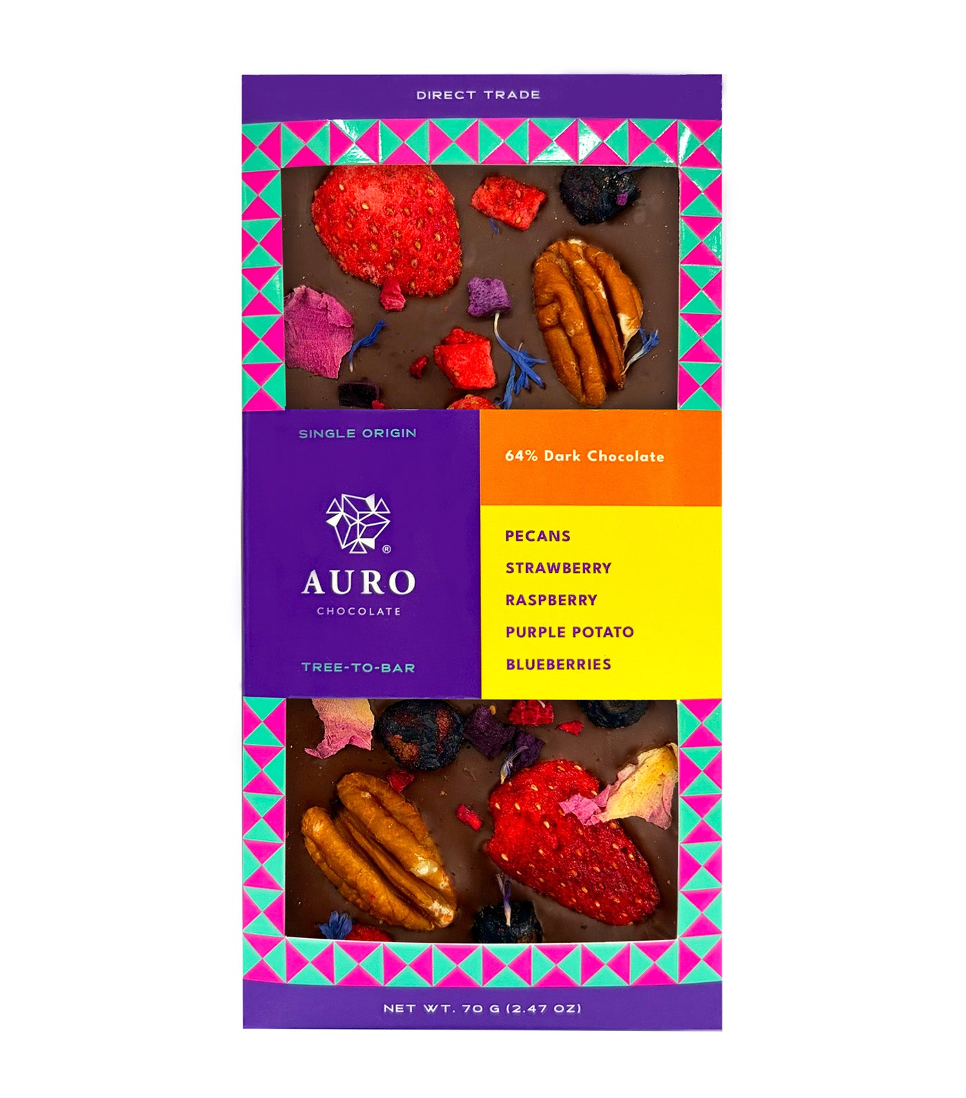 64% Dark Chocolate Fruit & Nut Bar (70G)