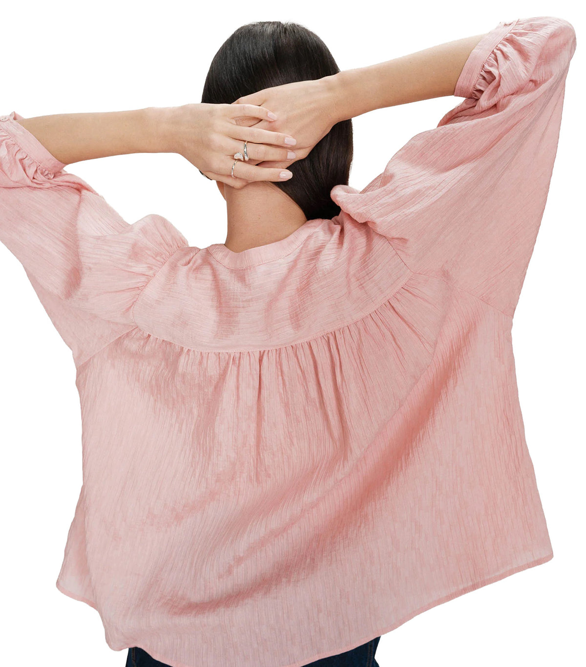 Vanille Loose Blouse with Balloon Sleeves Pink