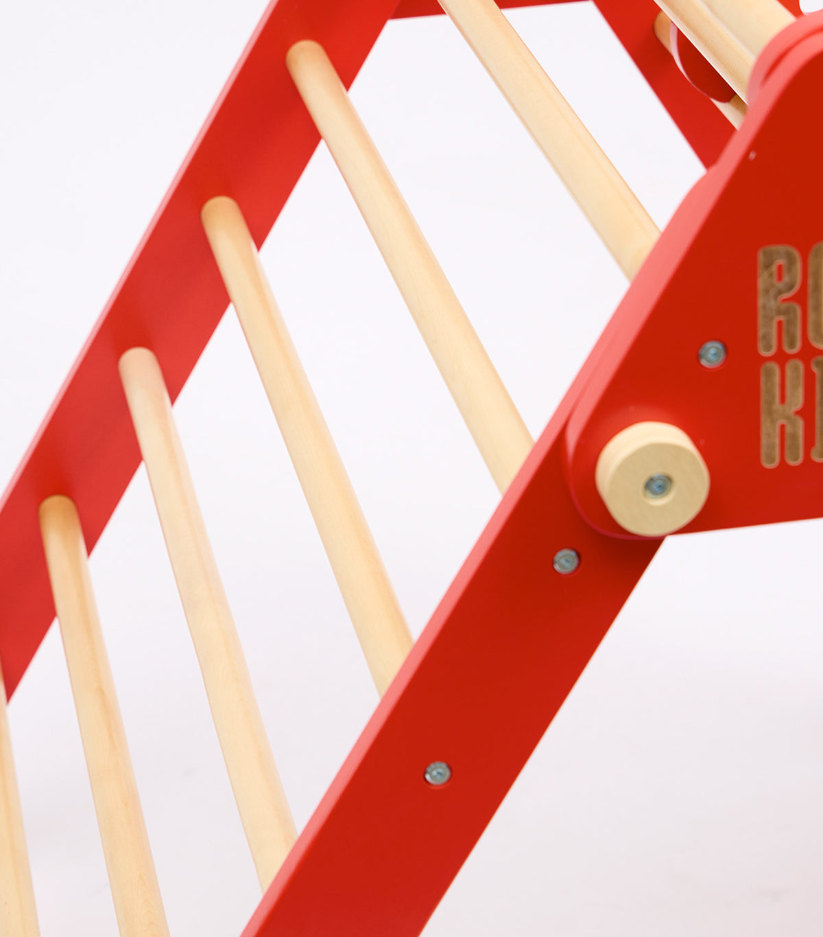 Pikler Triangle with Slide and Climb Board Red