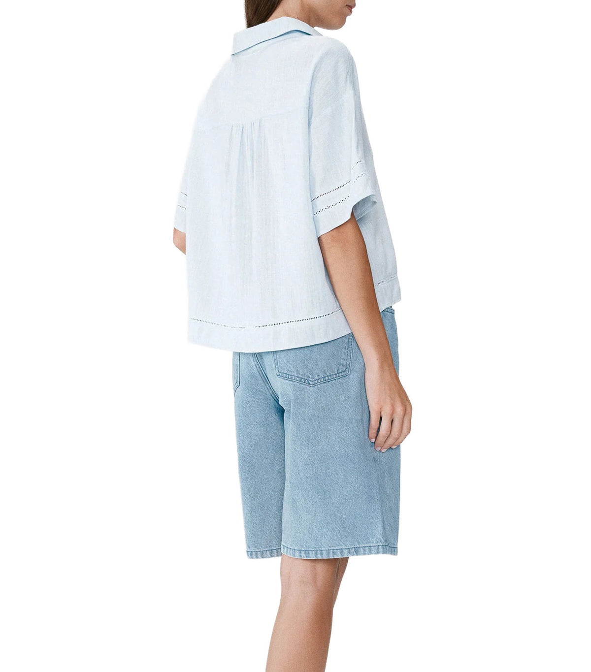 Winka Loose Lace Shirt with Short Sleeves Sky Blue