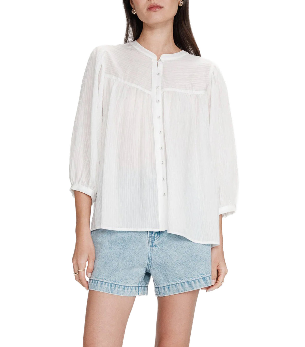Vanille Loose Blouse with Balloon Sleeves Ivory