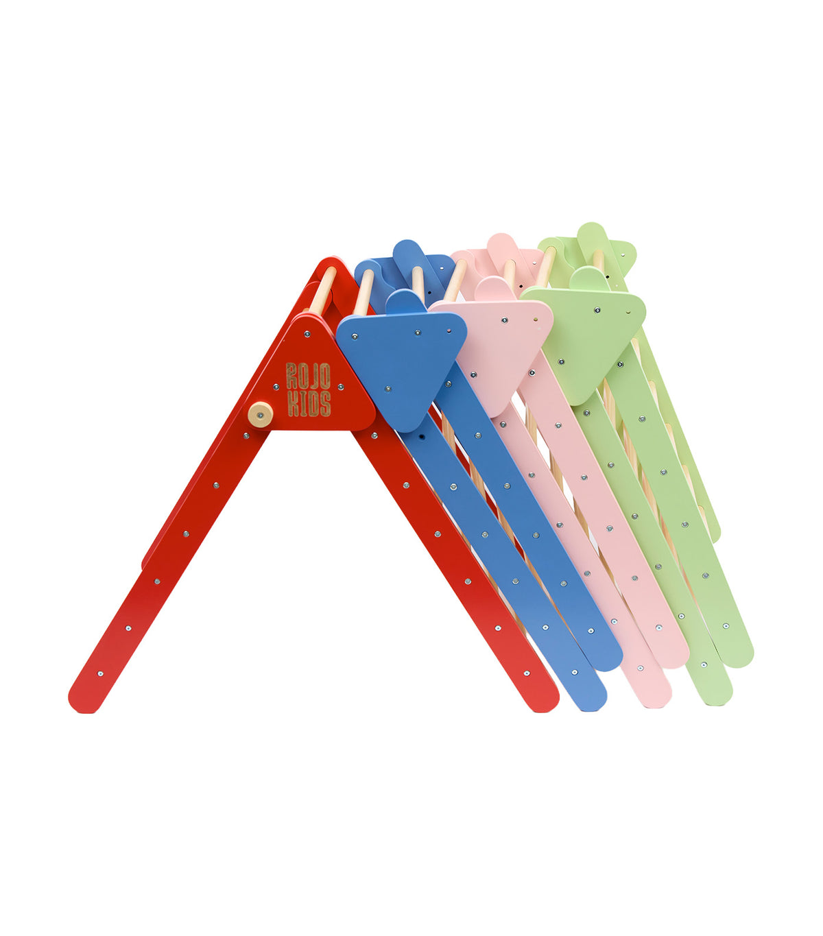 Pikler Triangle with Slide and Climb Board Pistachio