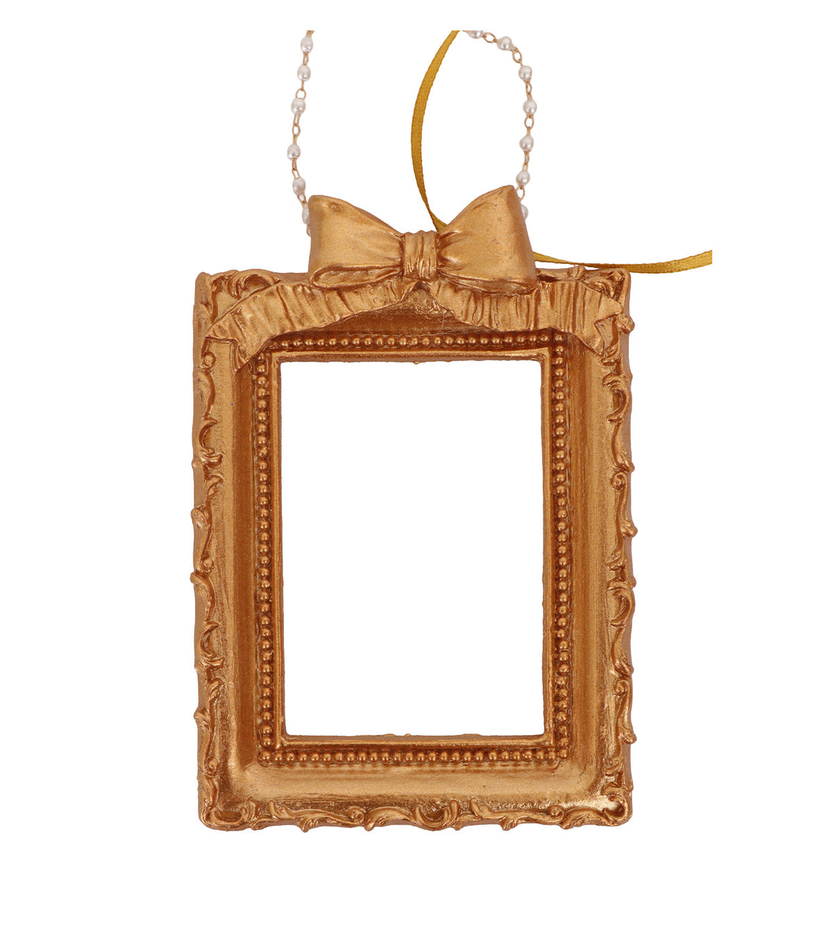 Christmas Frame Ornament Pearl Gold