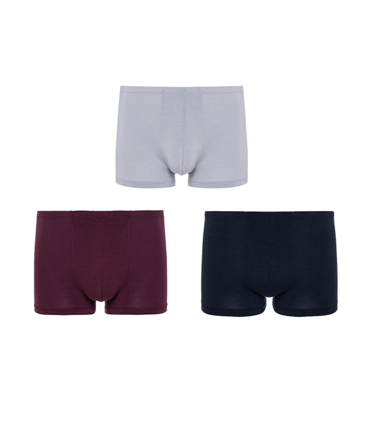 3-Pack Micro-Modal Self-Fabric Waistband Trunk Light Gray/Wine Red/Dark Blue