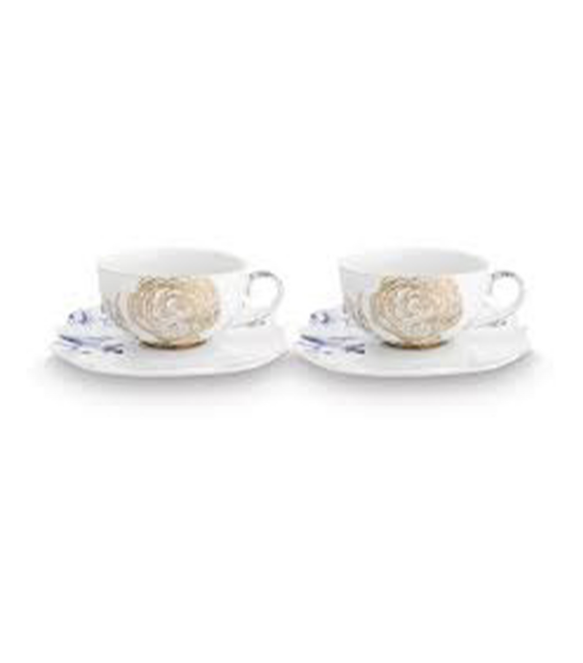 Royal White Tea Cups and Saucers, Set of 2