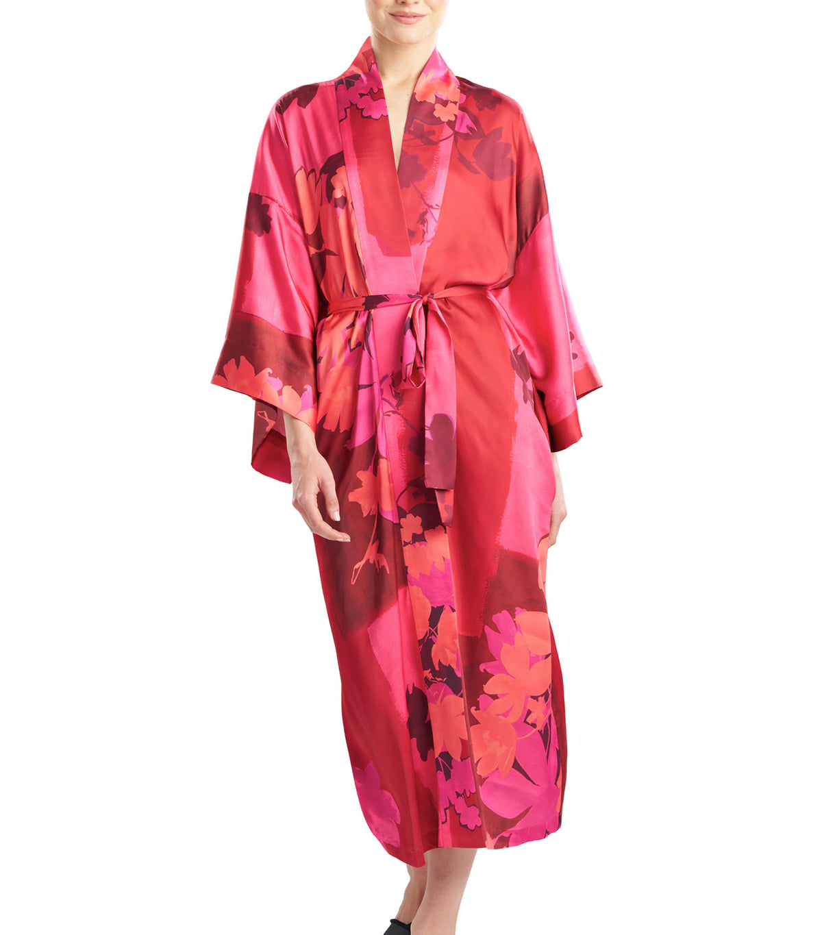 Coromandel Printed Stretch Satin Kimono Robe Mag