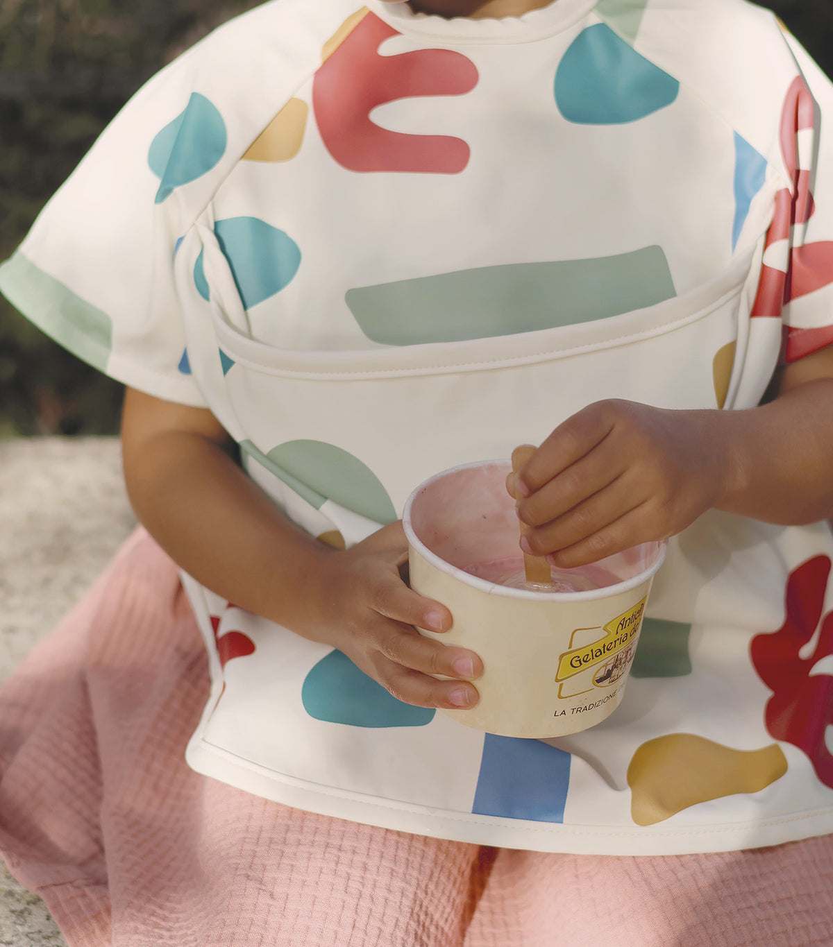 2-in-1 Bib with Removable Sleeves Playful