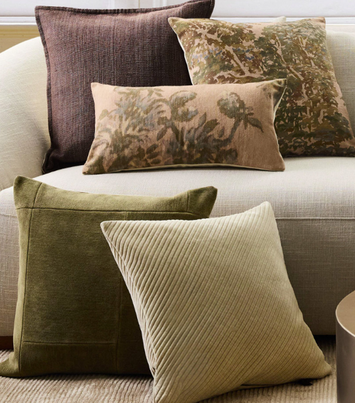 Corded Bias Velvet Pillow Cover Camel