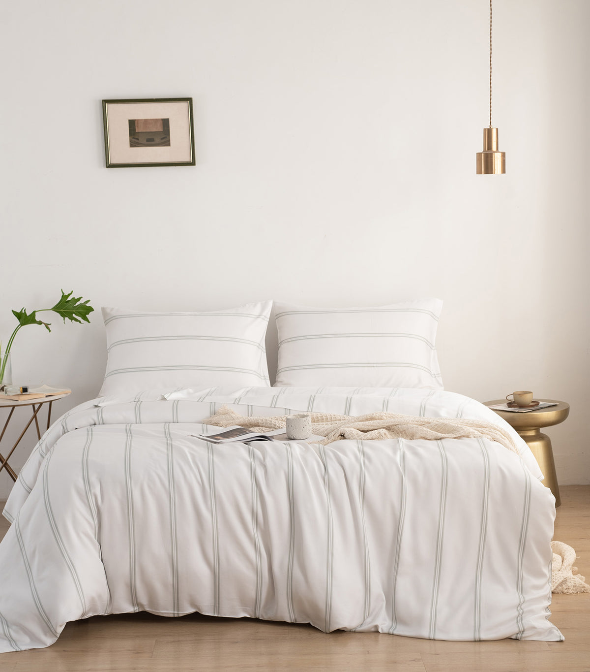 Bamboo Luxury Duvet Cover Cadence Stripe Olive