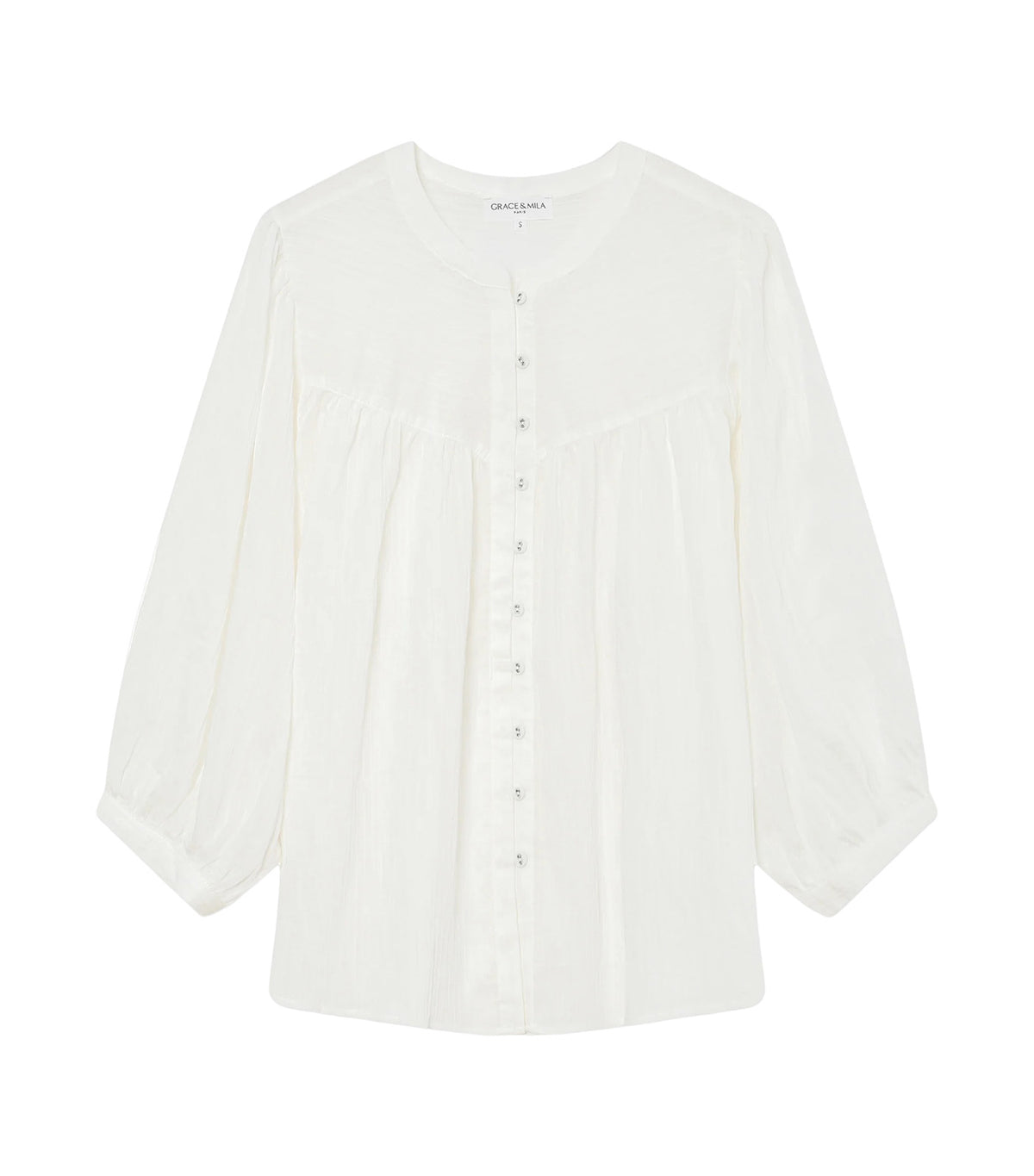 Vanille Loose Blouse with Balloon Sleeves Ivory
