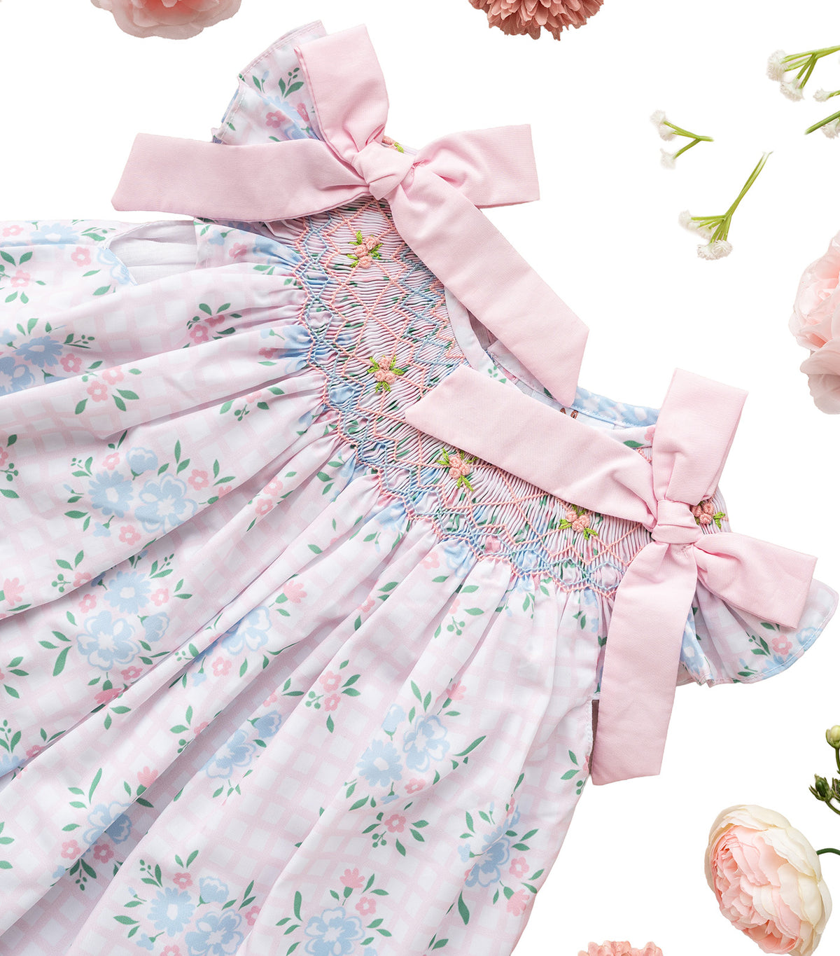 Girls Clara Bow Smocked Dress Light Pink