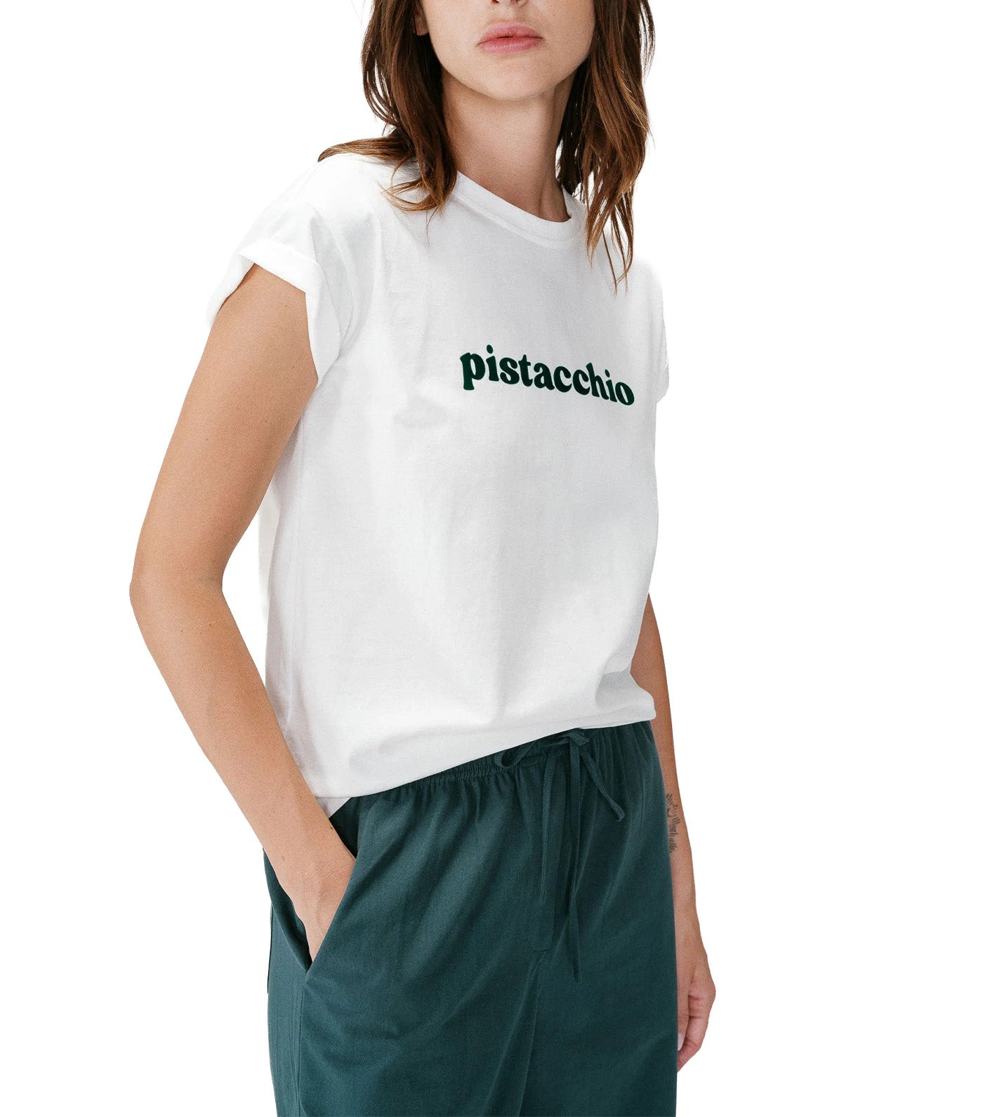 Wylo Embroidered-Message Cotton T-Shirt Emerald