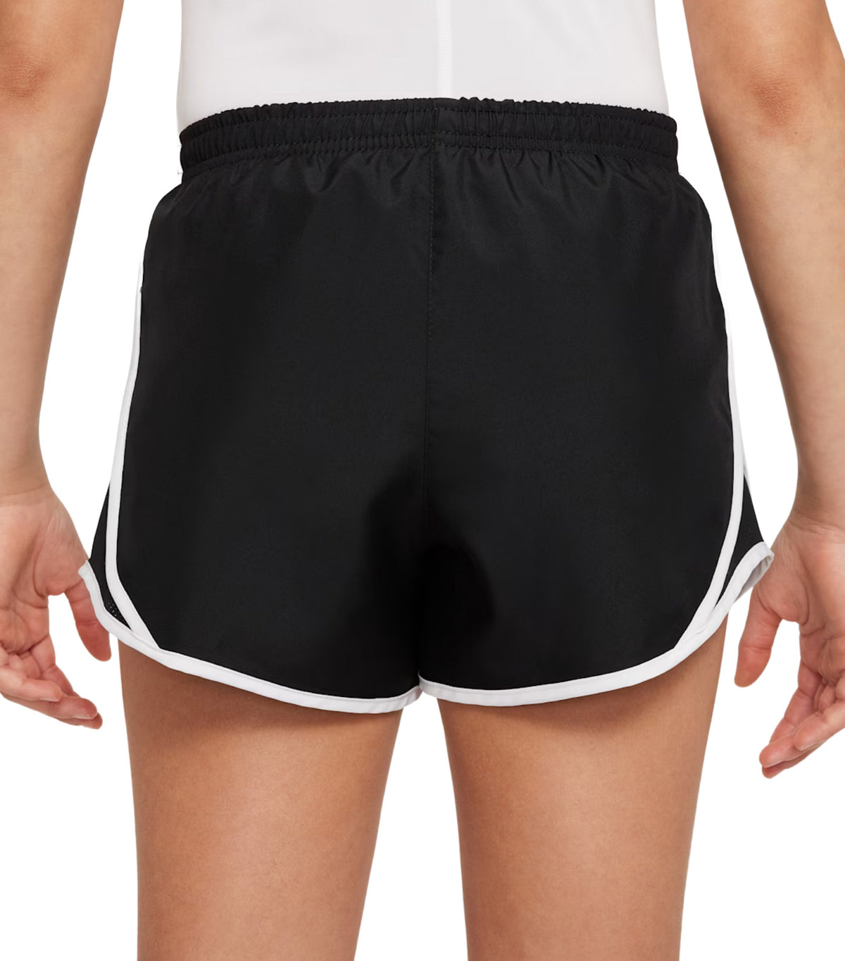 Tempo Older Kids' Girls' Dri-FIT Running Shorts Black/Black/White/White