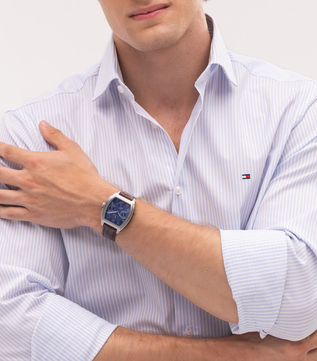 1710760 Leather Watch Silver and Brown