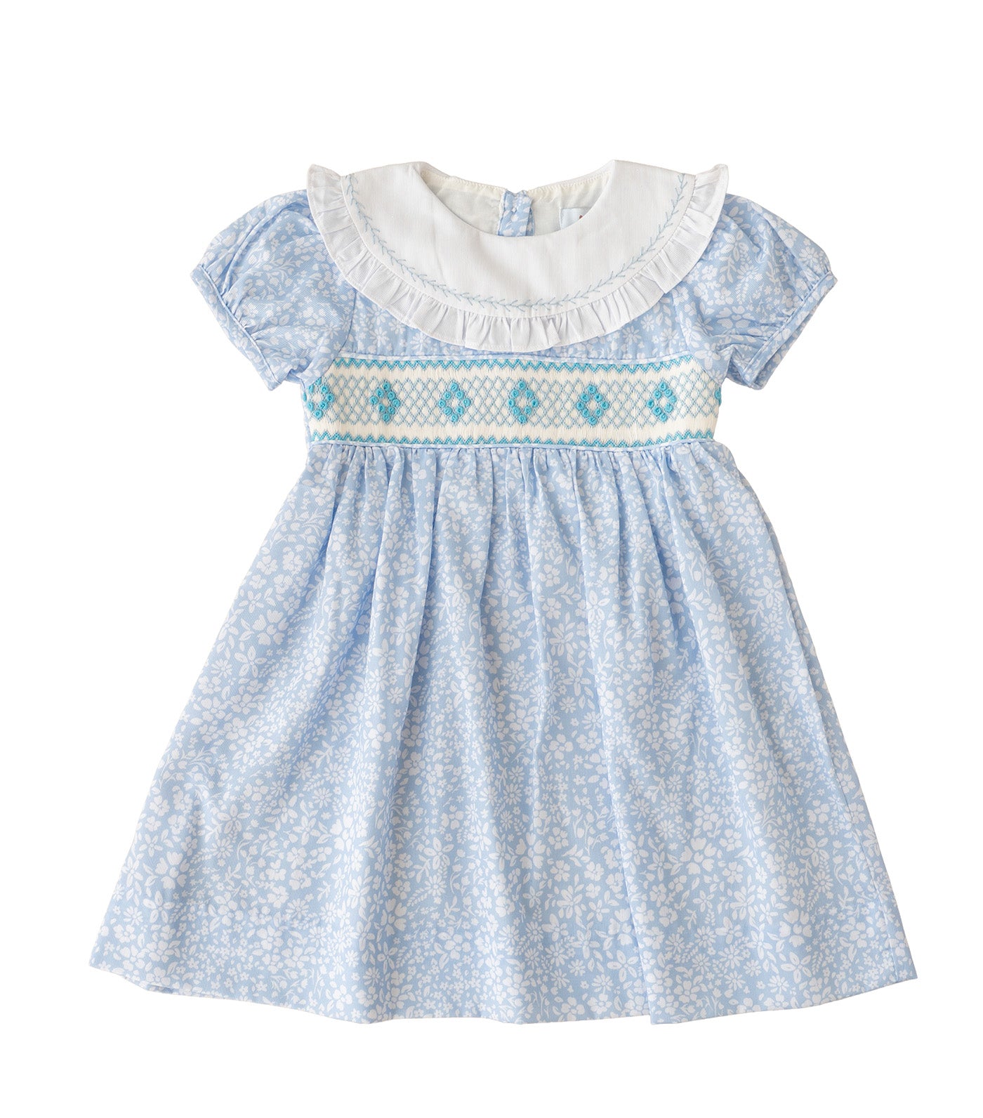 Girls Eliza Heirloom Smocked Dress Blue