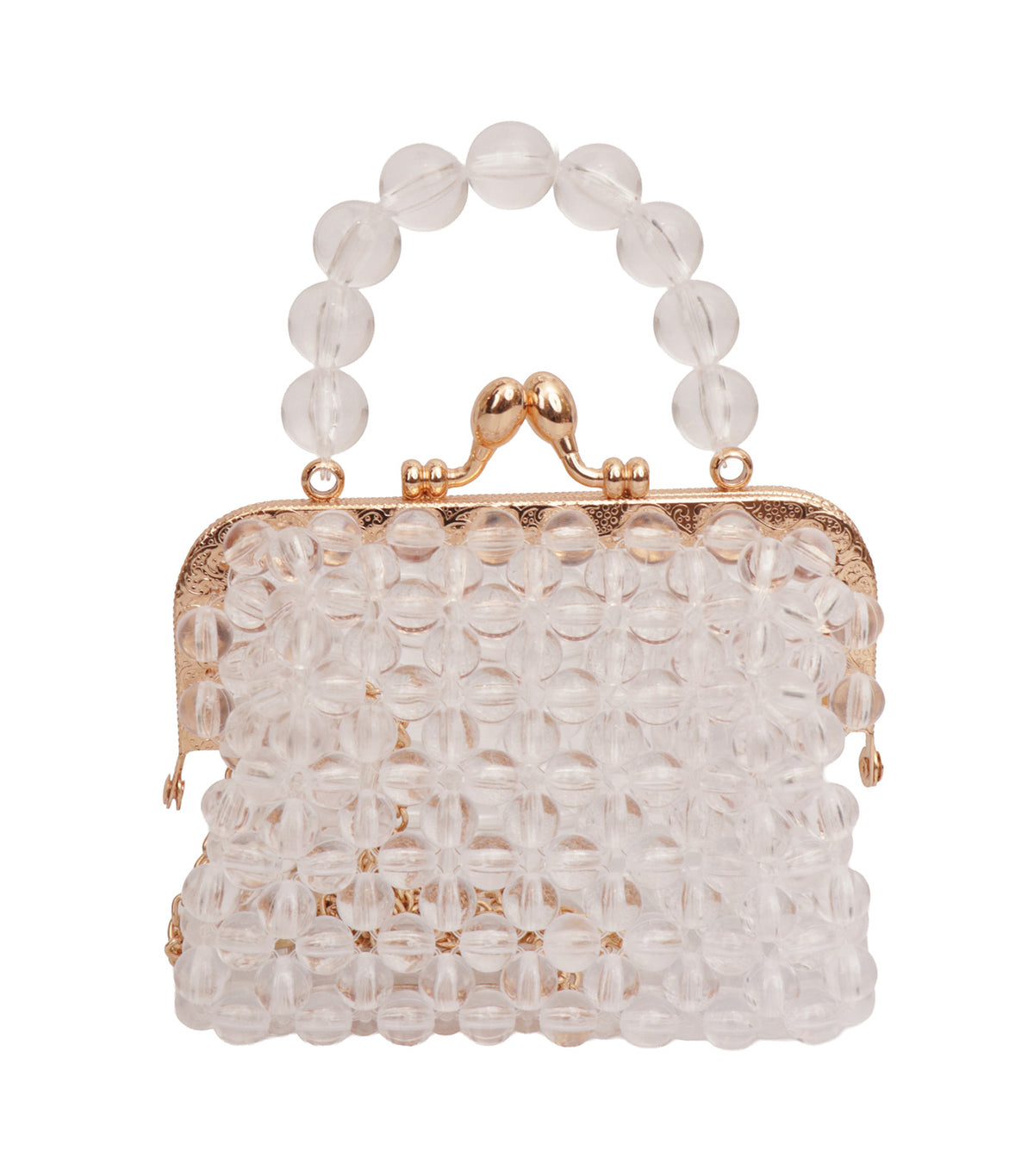 8in x 7in Christmas Pearl Handbag White