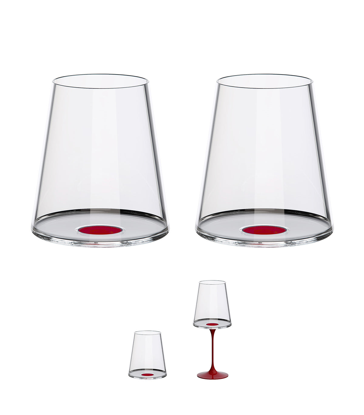 SplitGlass - Tumbler - Red Wine Cup - Set of 2 Glasses Red