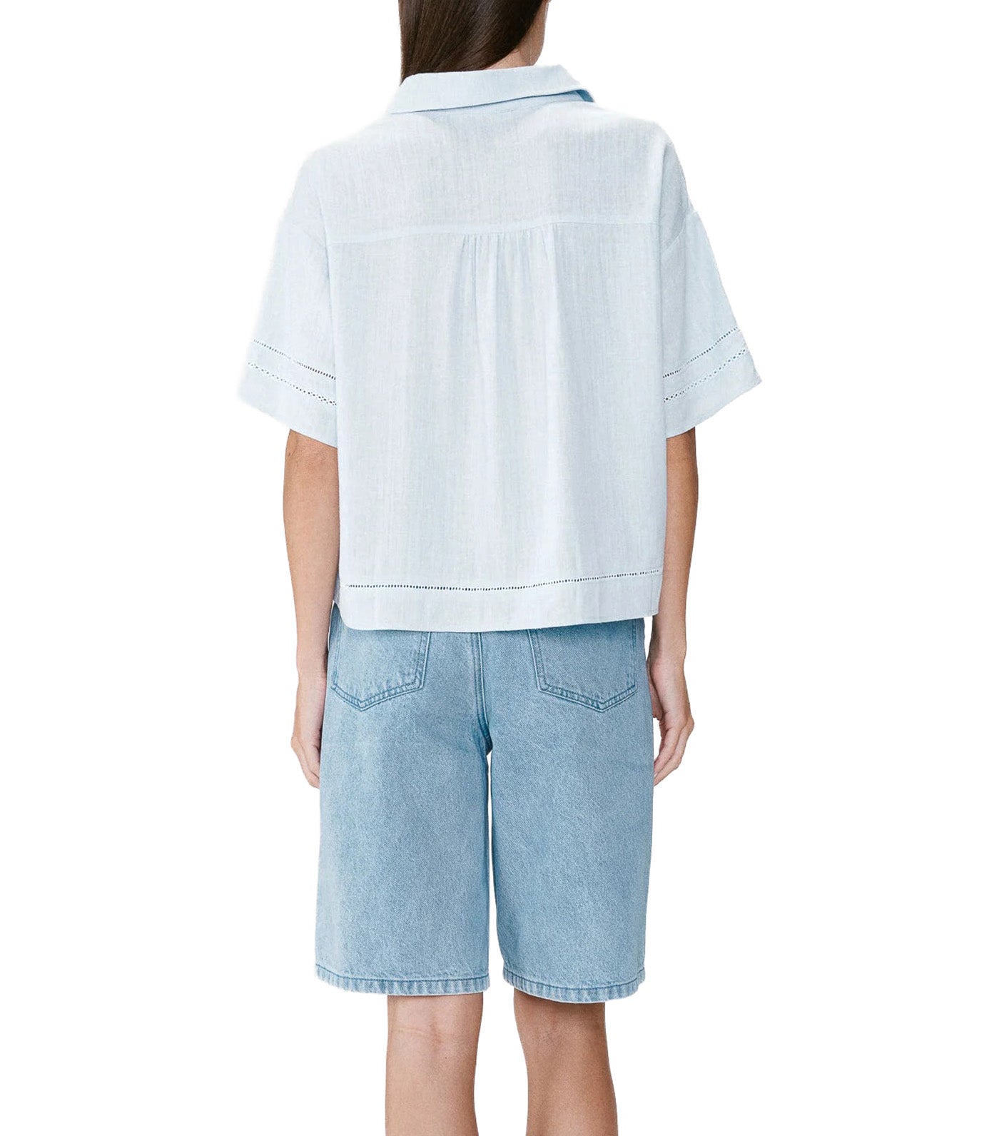 Winka Loose Lace Shirt with Short Sleeves Sky Blue