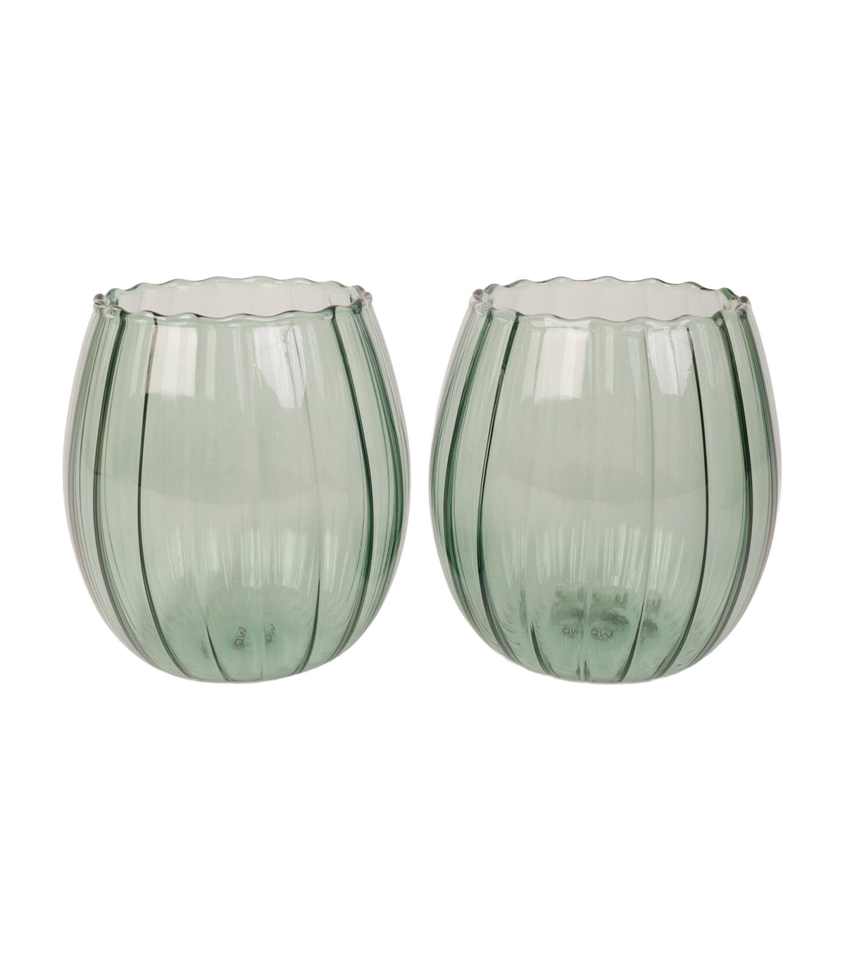Monterey Pleated Effect Design Glasses, Set of 2, Green