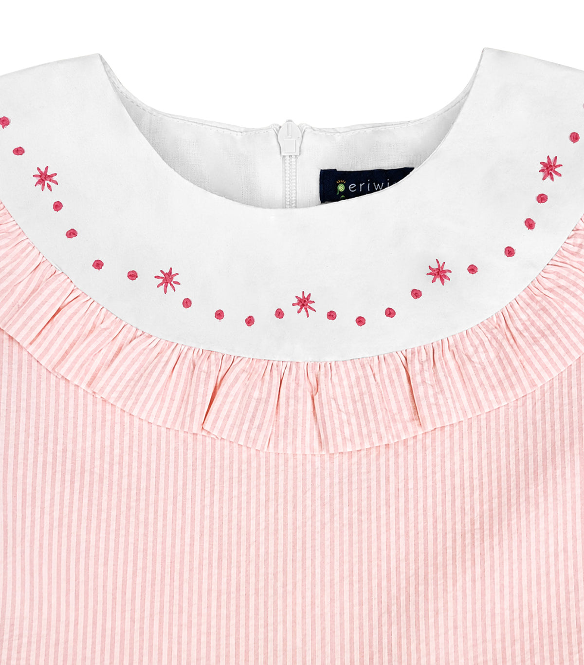 Odelie Girls Striped Tiered Dress Pink