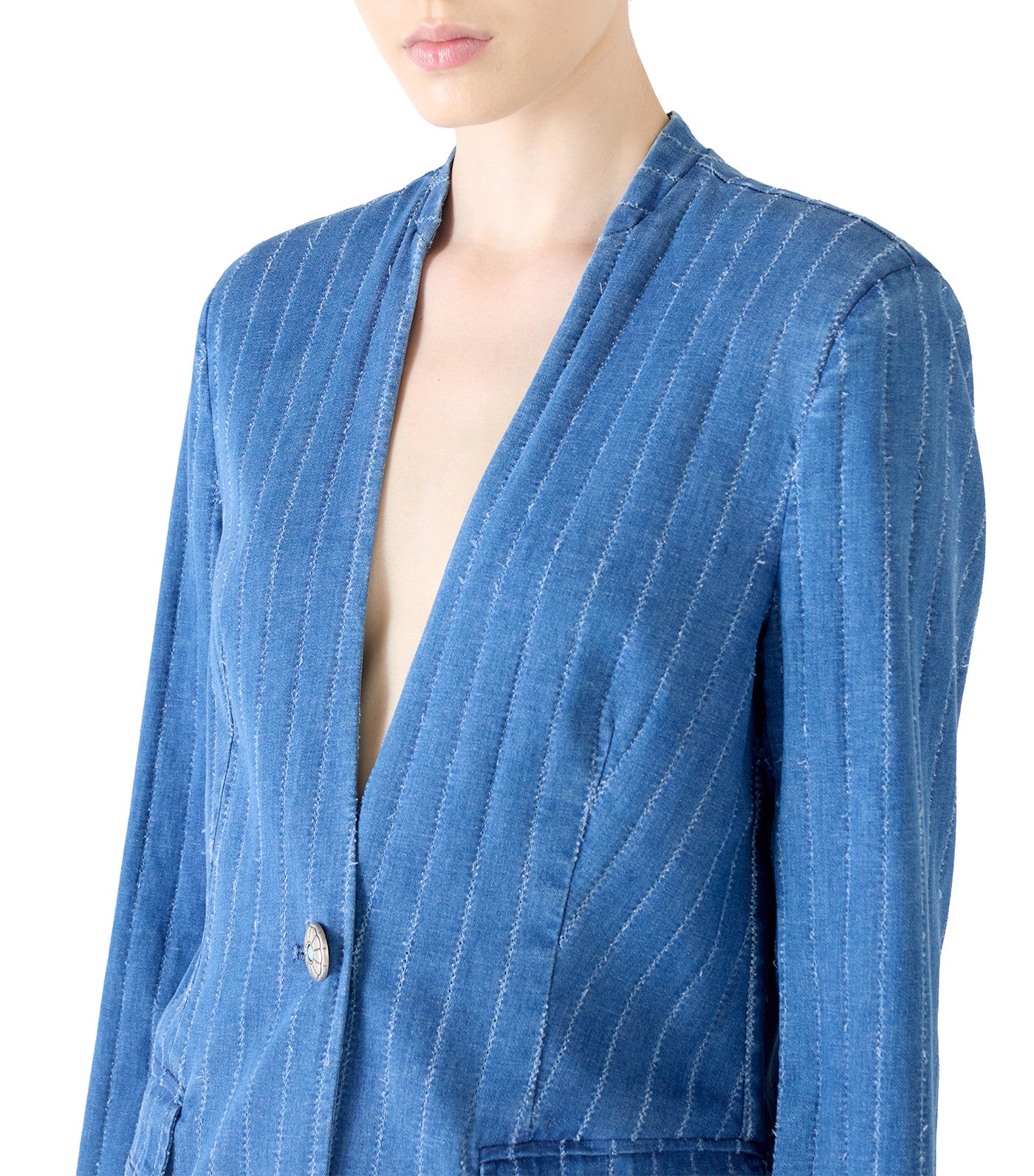 Blazer Sol Stripe Denim Silk Blue