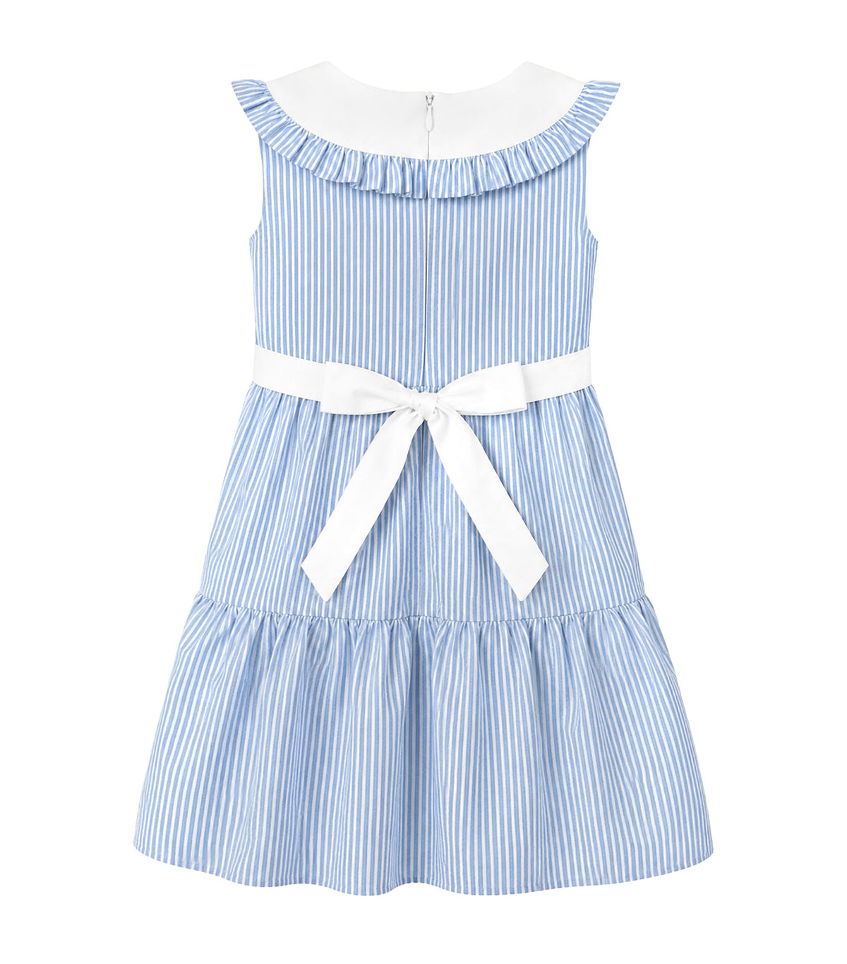 Odelie Girls Striped Tiered Dress Light Blue
