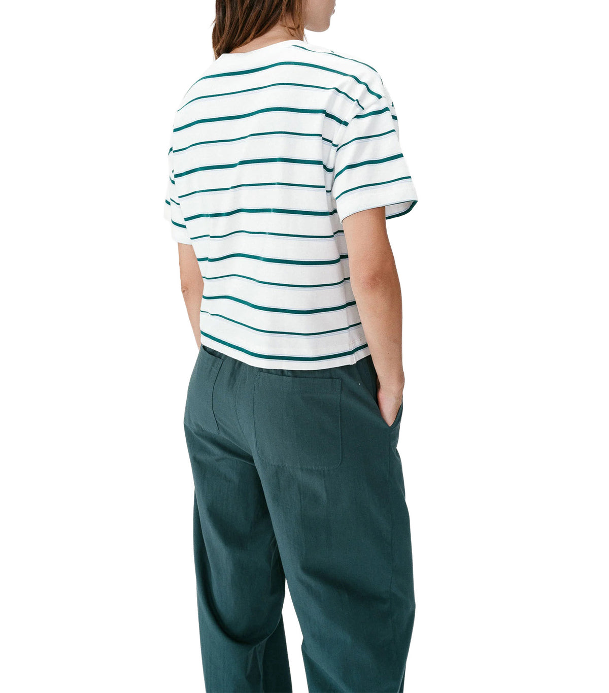 Welson Oversized Striped Cotton T-Shirt with Short Sleeves Ivory