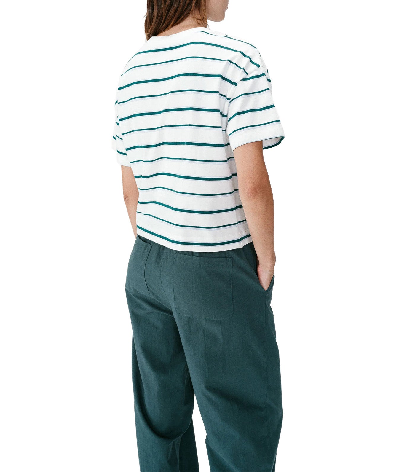 Welson Oversized Striped Cotton T-Shirt with Short Sleeves Ivory