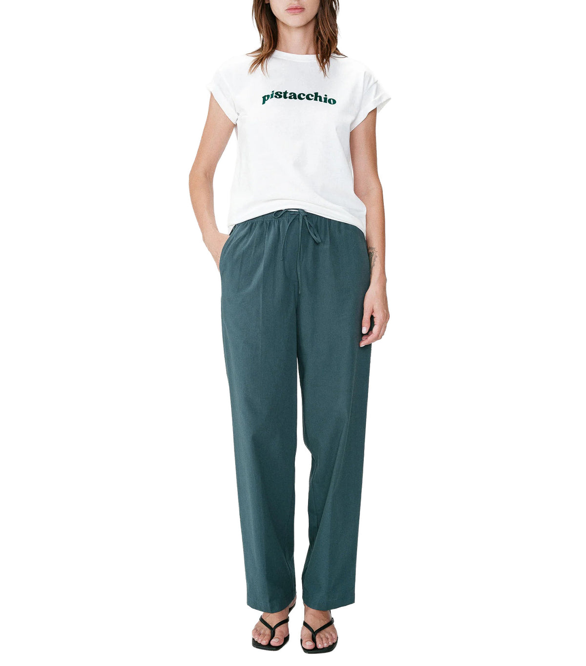 Wylo Embroidered-Message Cotton T-Shirt Emerald