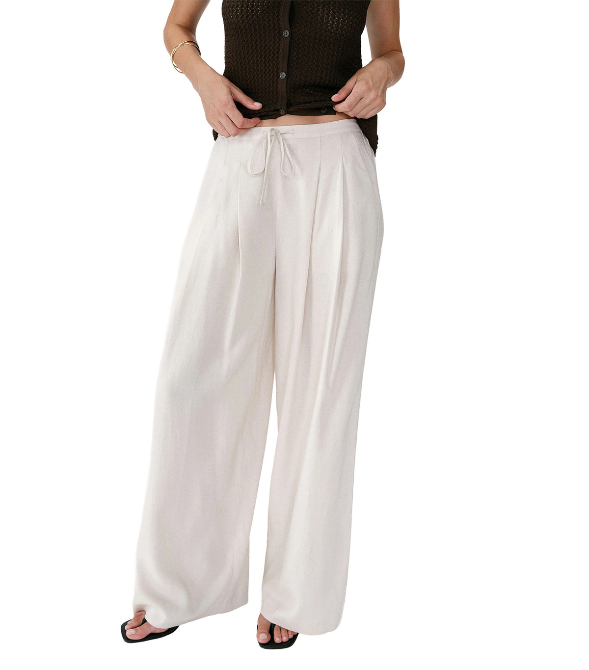 Wally Fluid Linen Tailored Trousers Sable