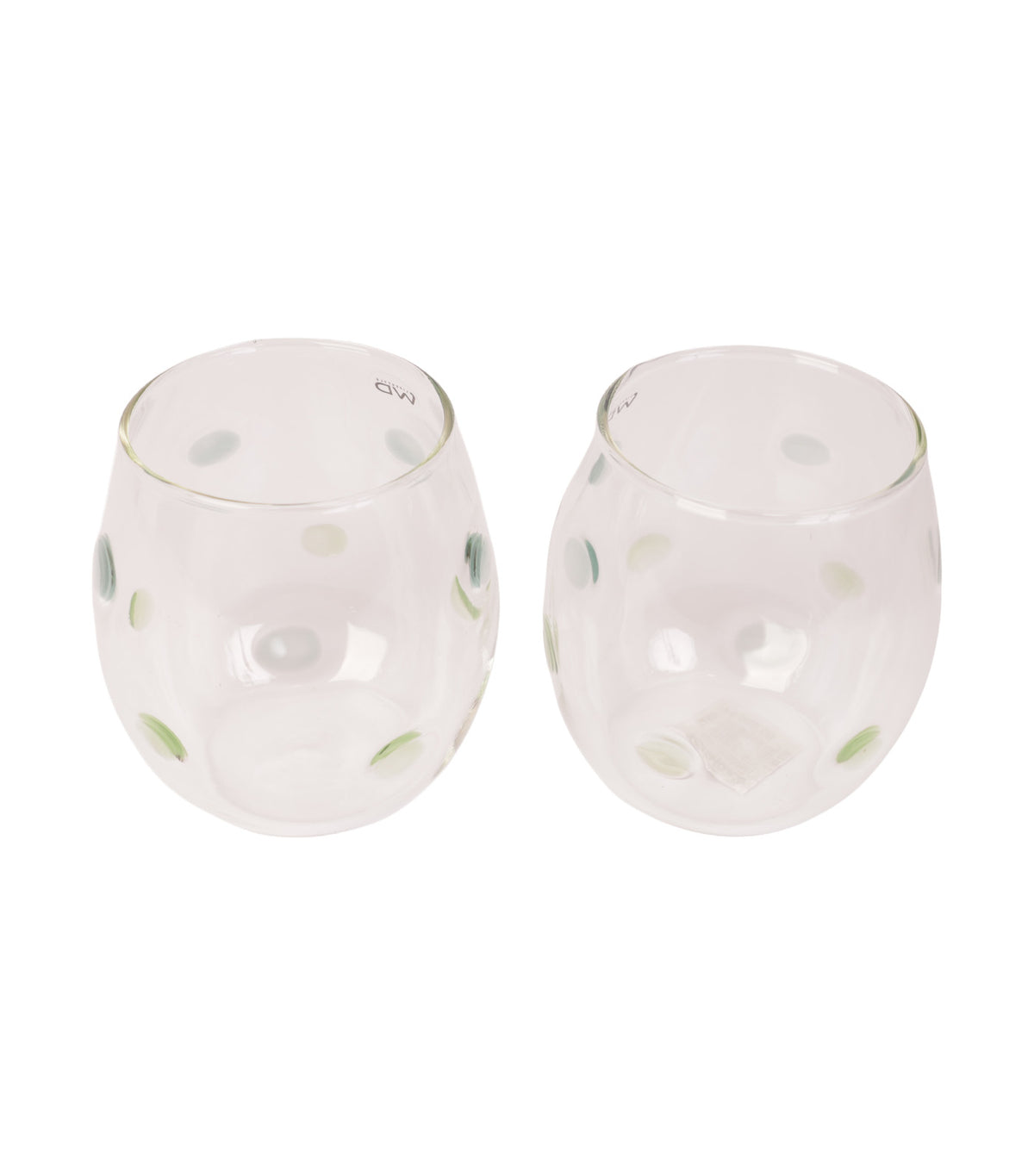 Monterey Polka Dot Design Glasses, Set of 2, Green