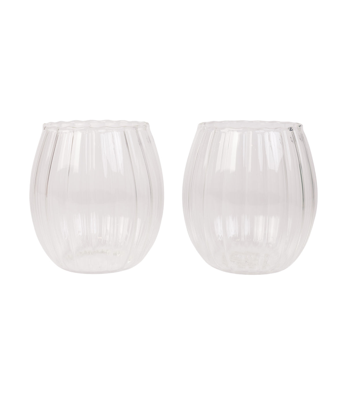 Monterey Pleated Effect Design Glasses, Set of 2, Transparent