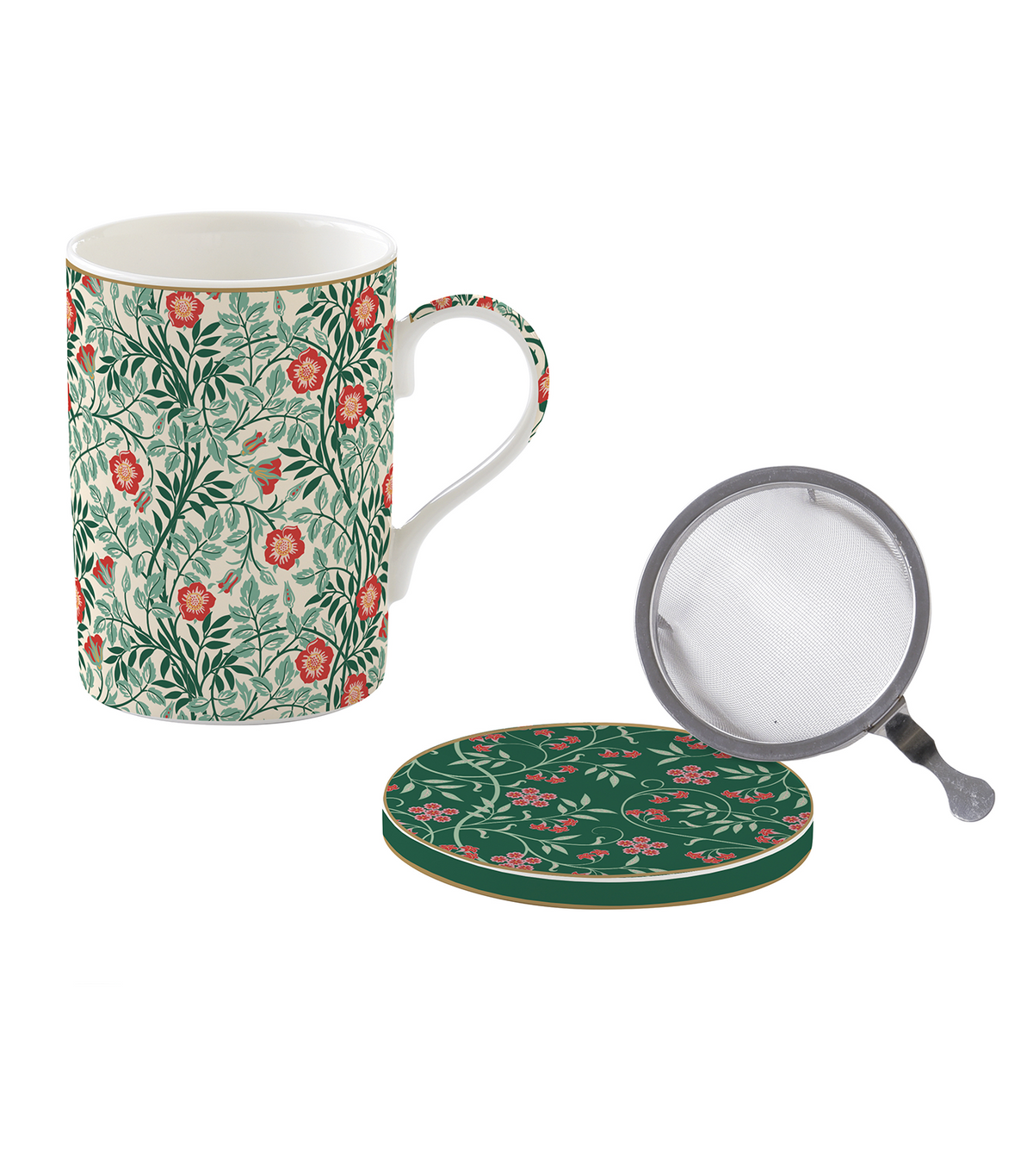 Floral Fantasy Porcelain Mug and Infuser Set of 3