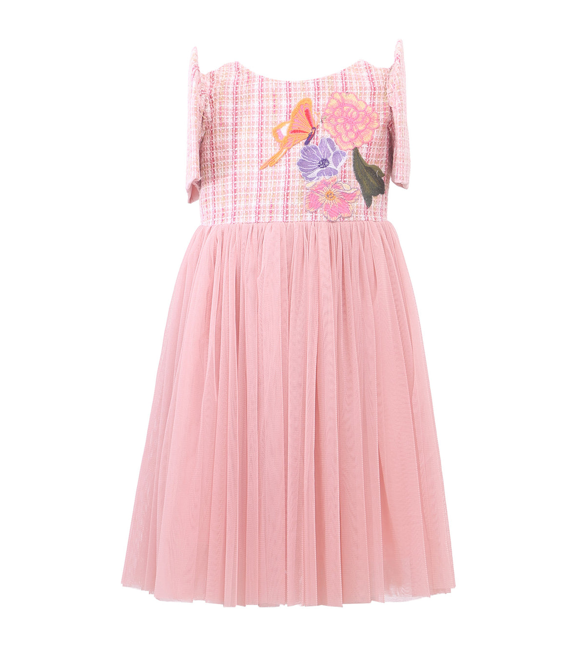 Tweed Filipiñana Dress with Detachable Sleeves Pink