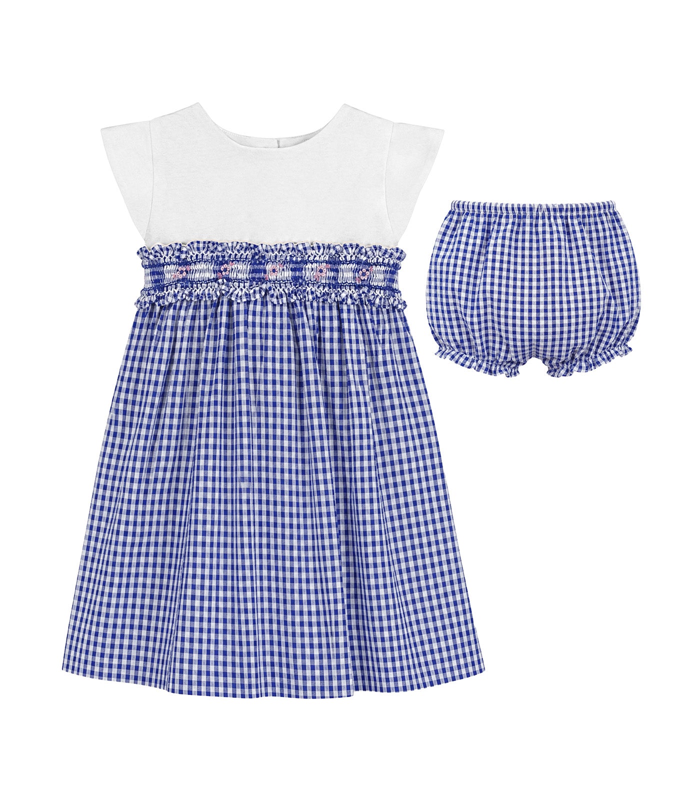 Margaery Girls Checkered Smocked Dress Blue