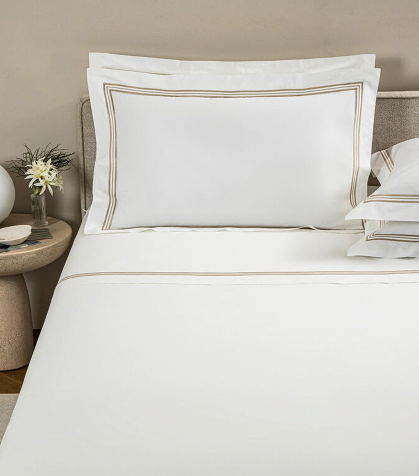 Triplo Bourdon Duvet Cover White/Savage Beige