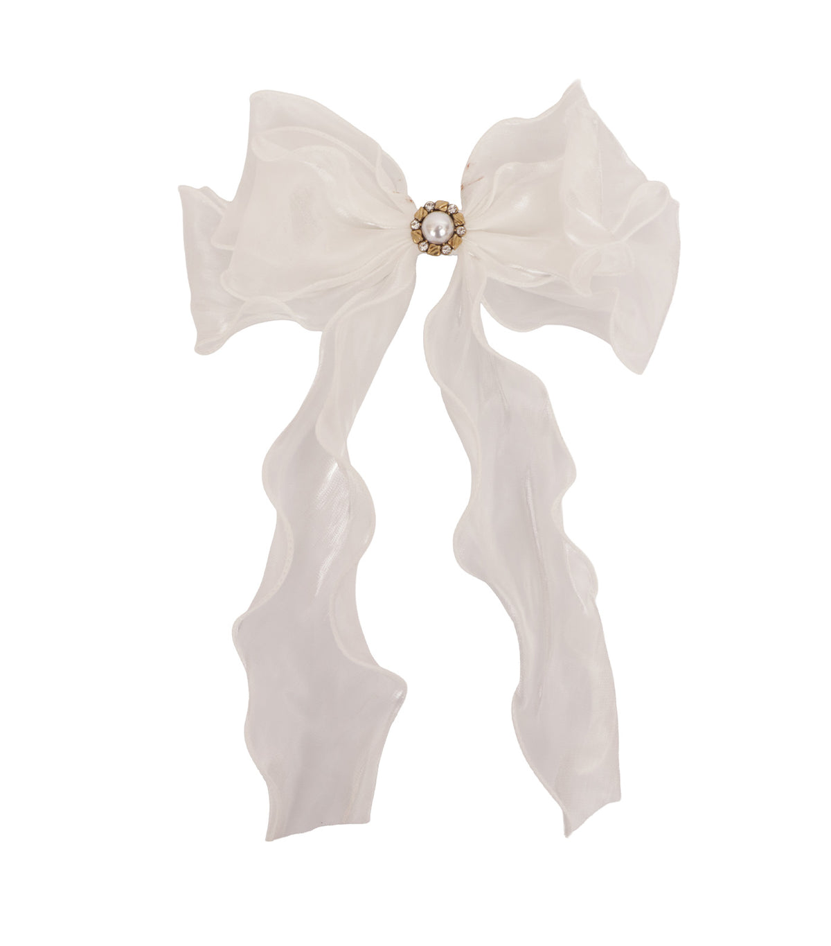 12in Christmas Ribbon with Pearl White