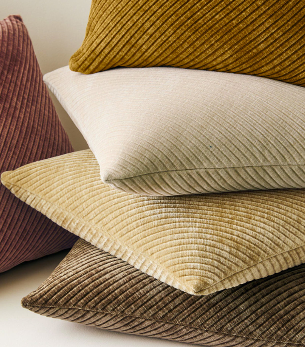 Corded Bias Velvet Pillow Cover Camel