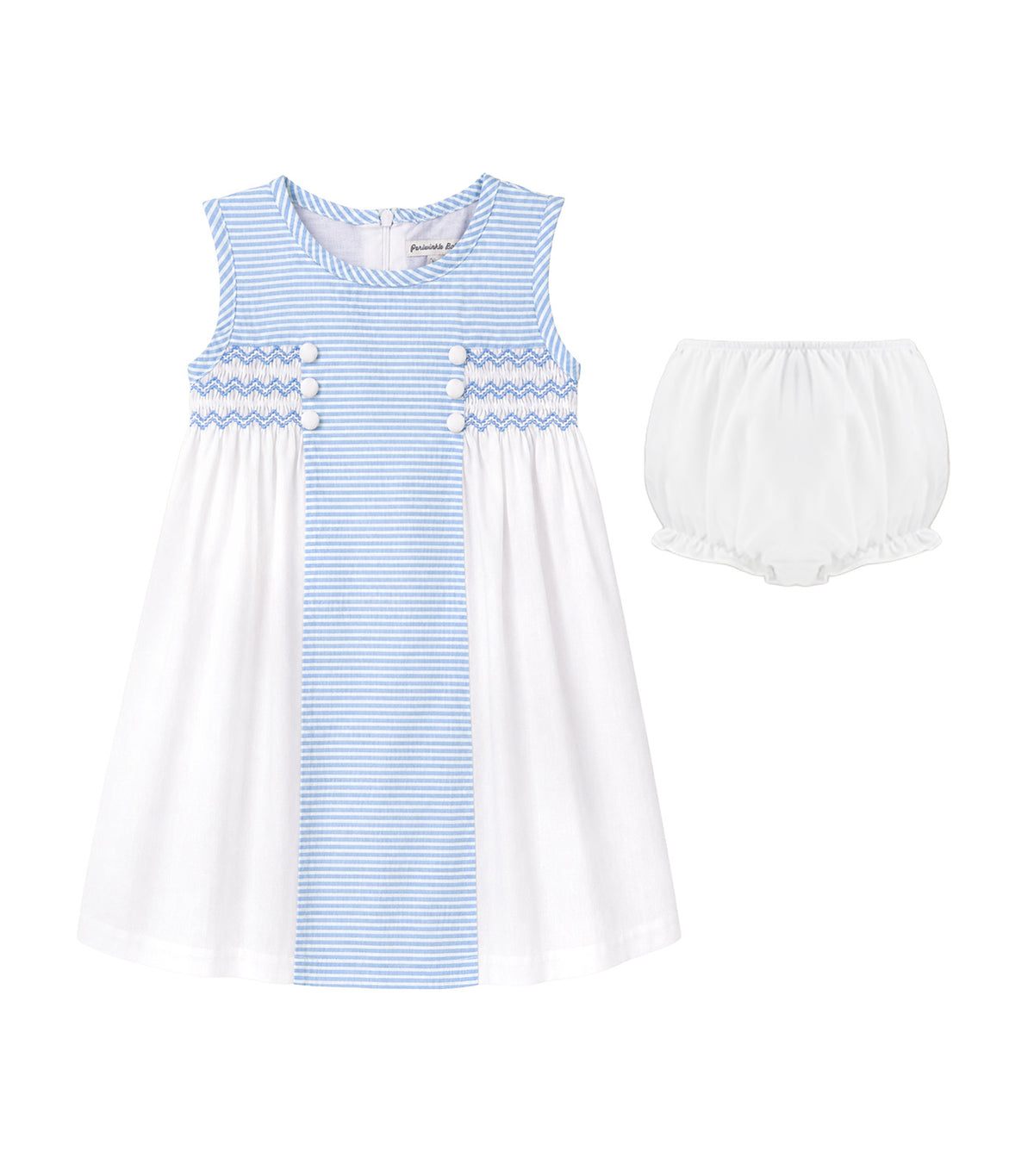 Orania Baby Girls Striped Smocked Dress Light Blue