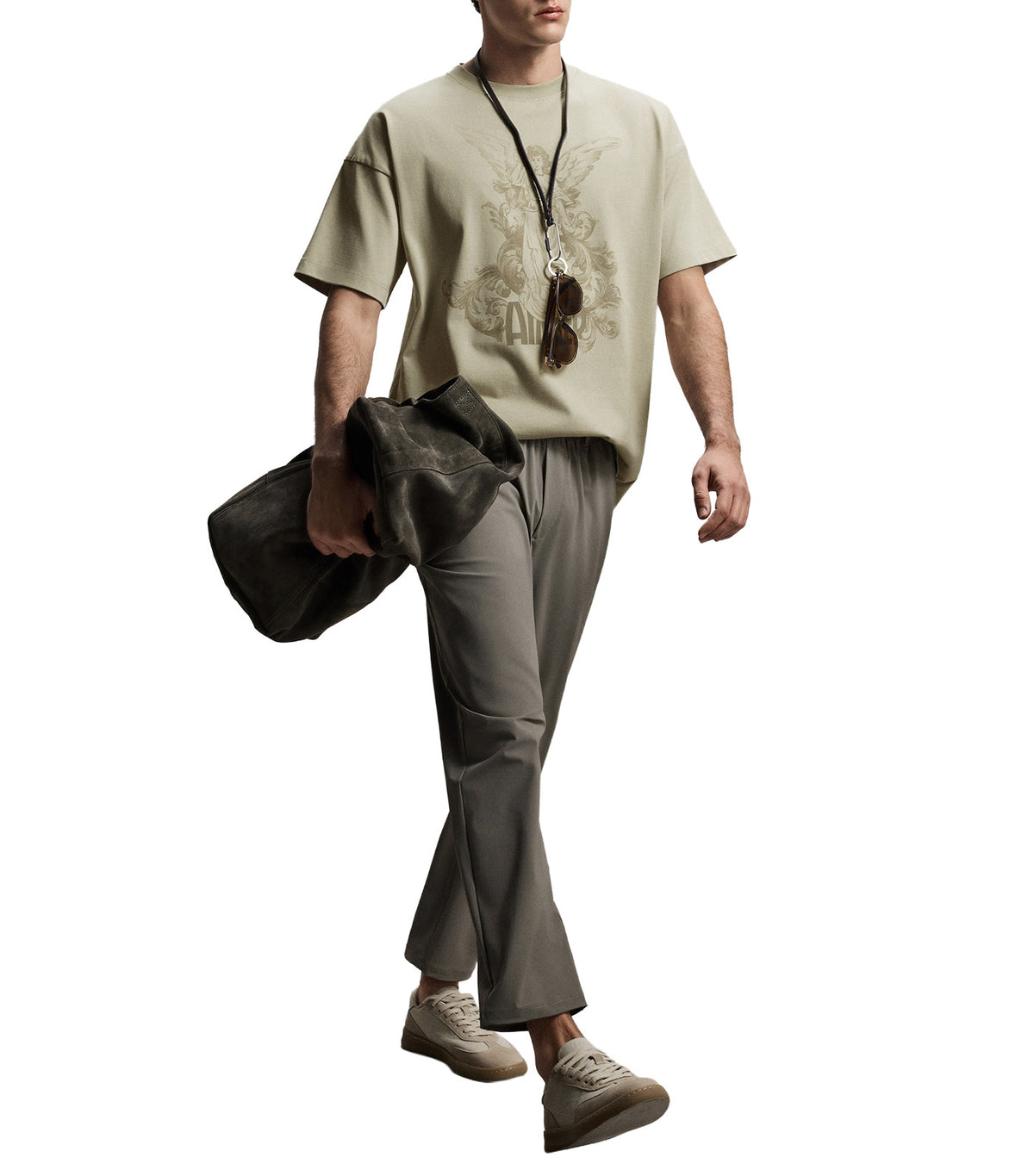 Men's Fashion Round Neck T-Shirt Light Green