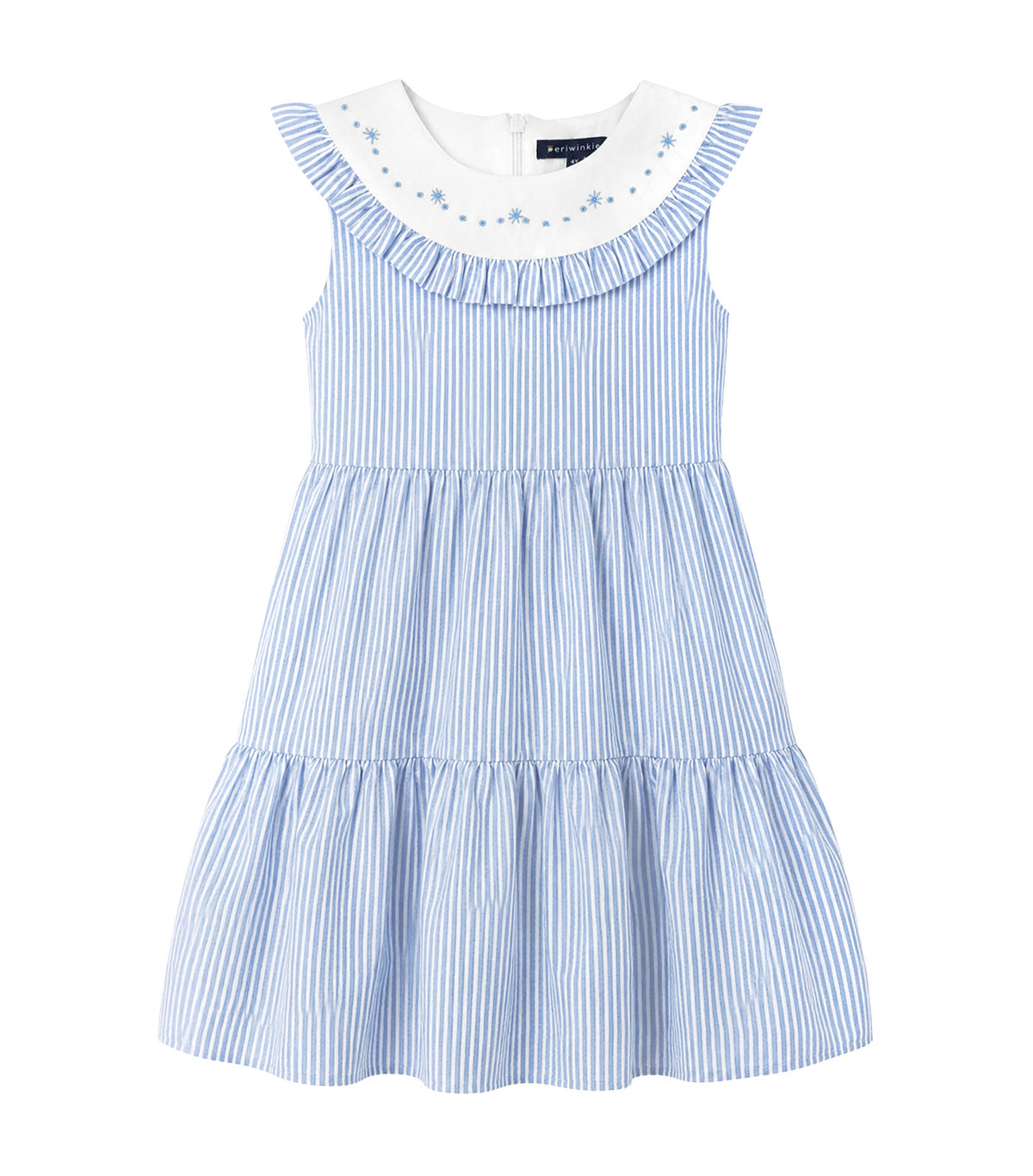 Odelie Girls Striped Tiered Dress Light Blue