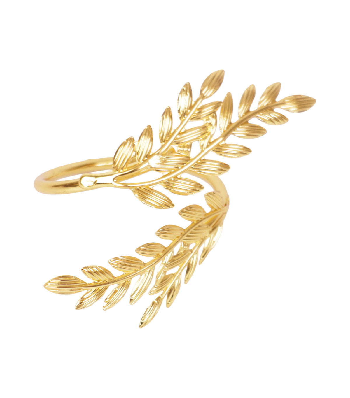 Leaf Set of 4 Napkin Rings Square Gold