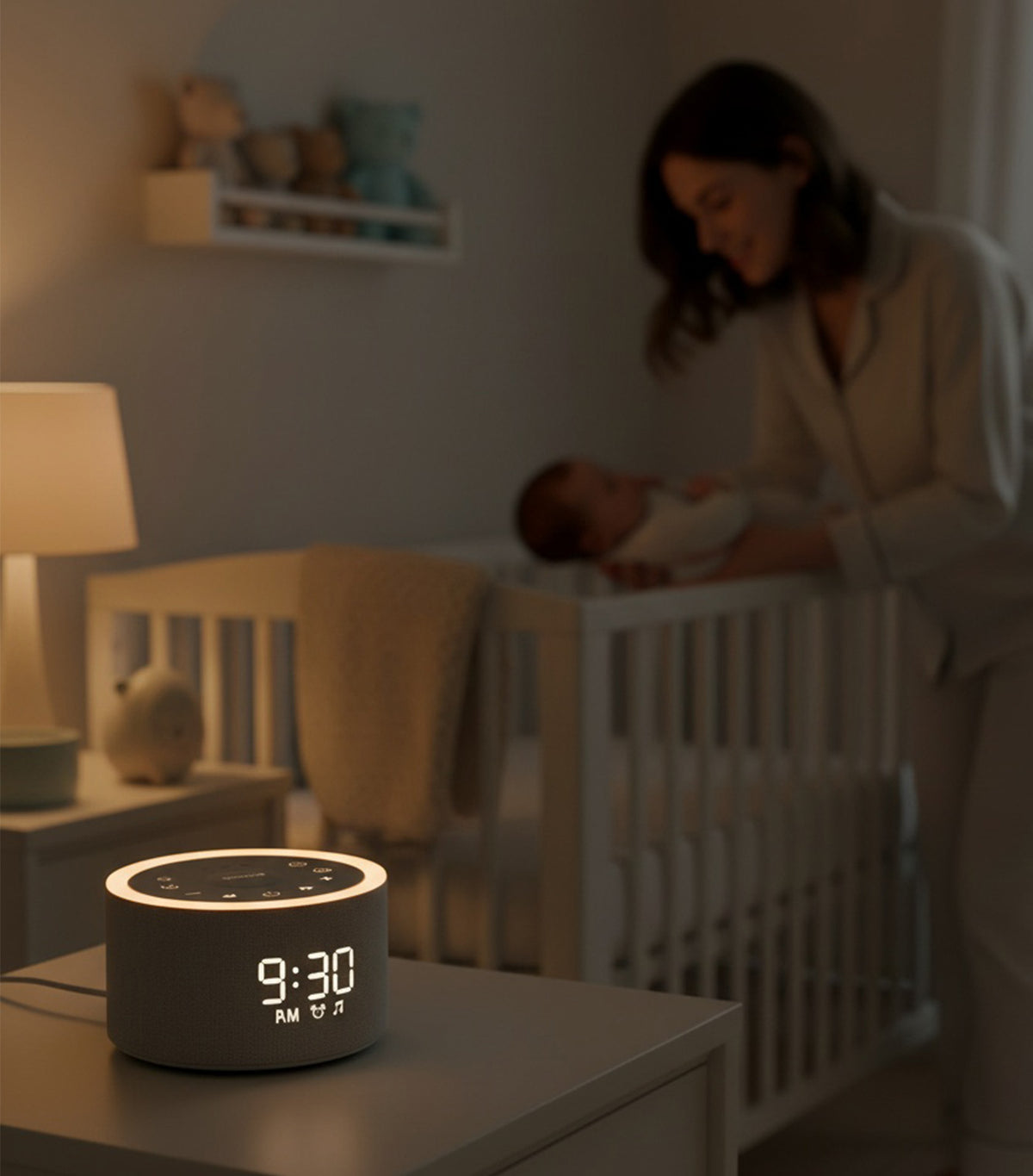 Snooz Home 3-In-1 Alarm Clock Sound Machine with Night Light Gray