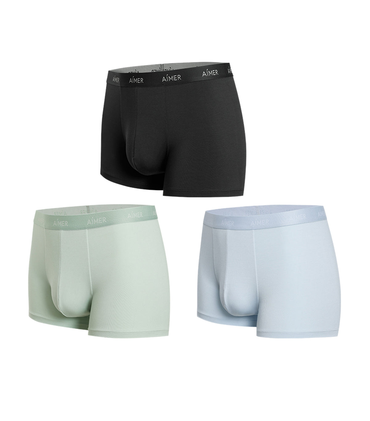 3-Pack Ultra Soft Elastic-Waistband Trunk Dark Gray/Light Green/Blue