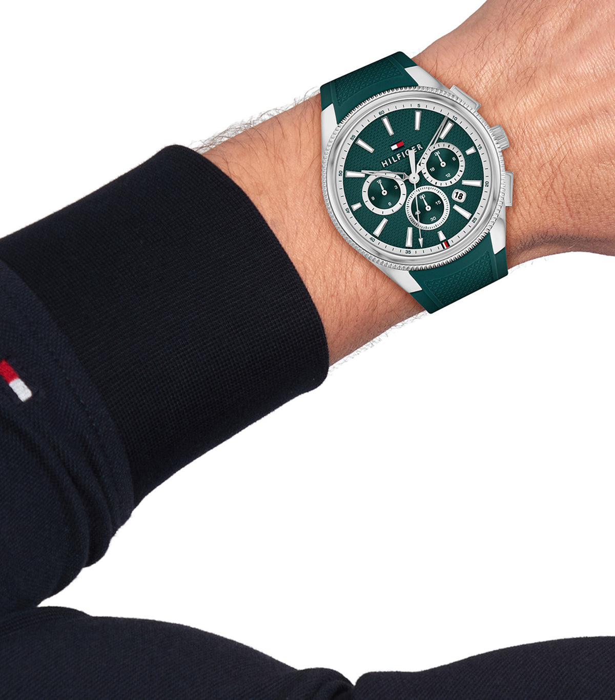 1792250 Silicone Watch Silver and Green