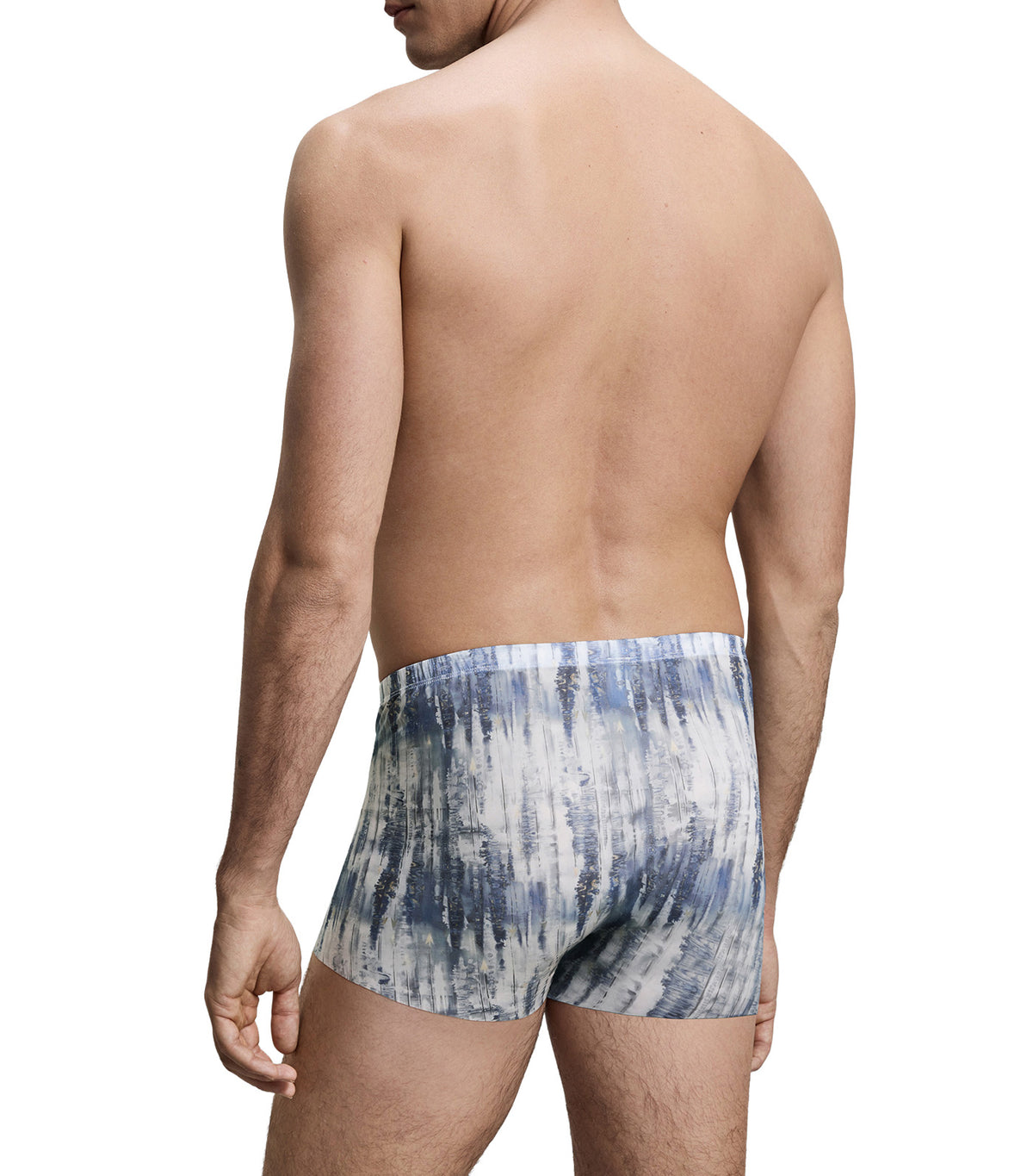 U-Shape Printed Self-Fabric Waistband Trunk Blue