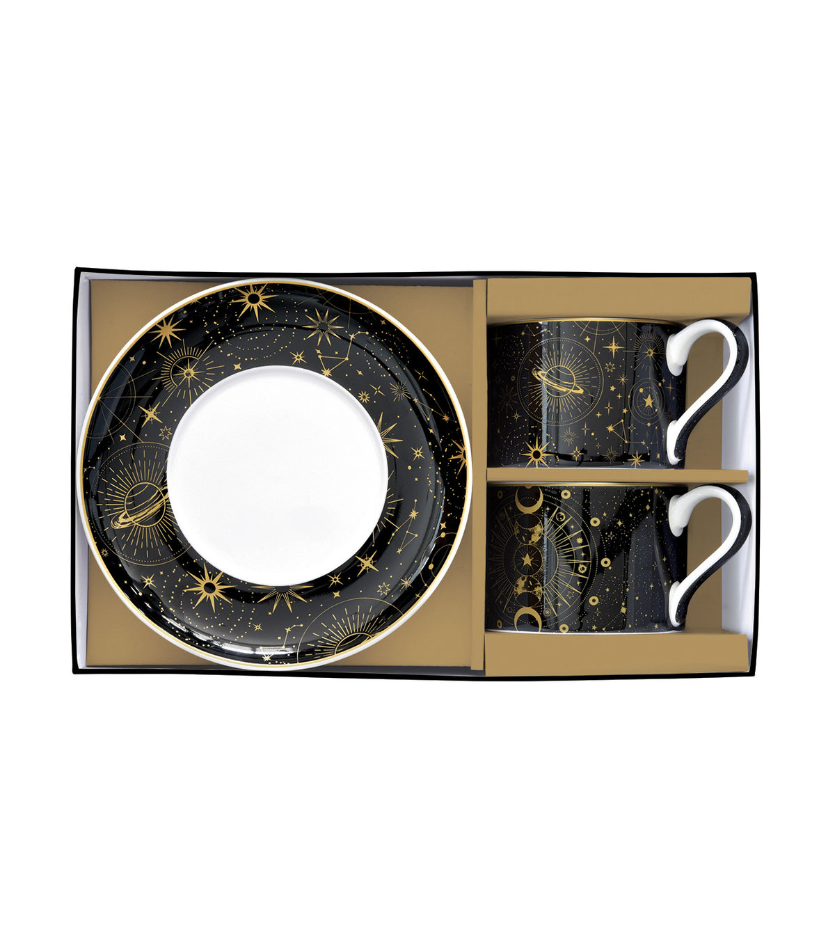Celestial Set 2 Porcelain Cups and Saucers in Gift Box