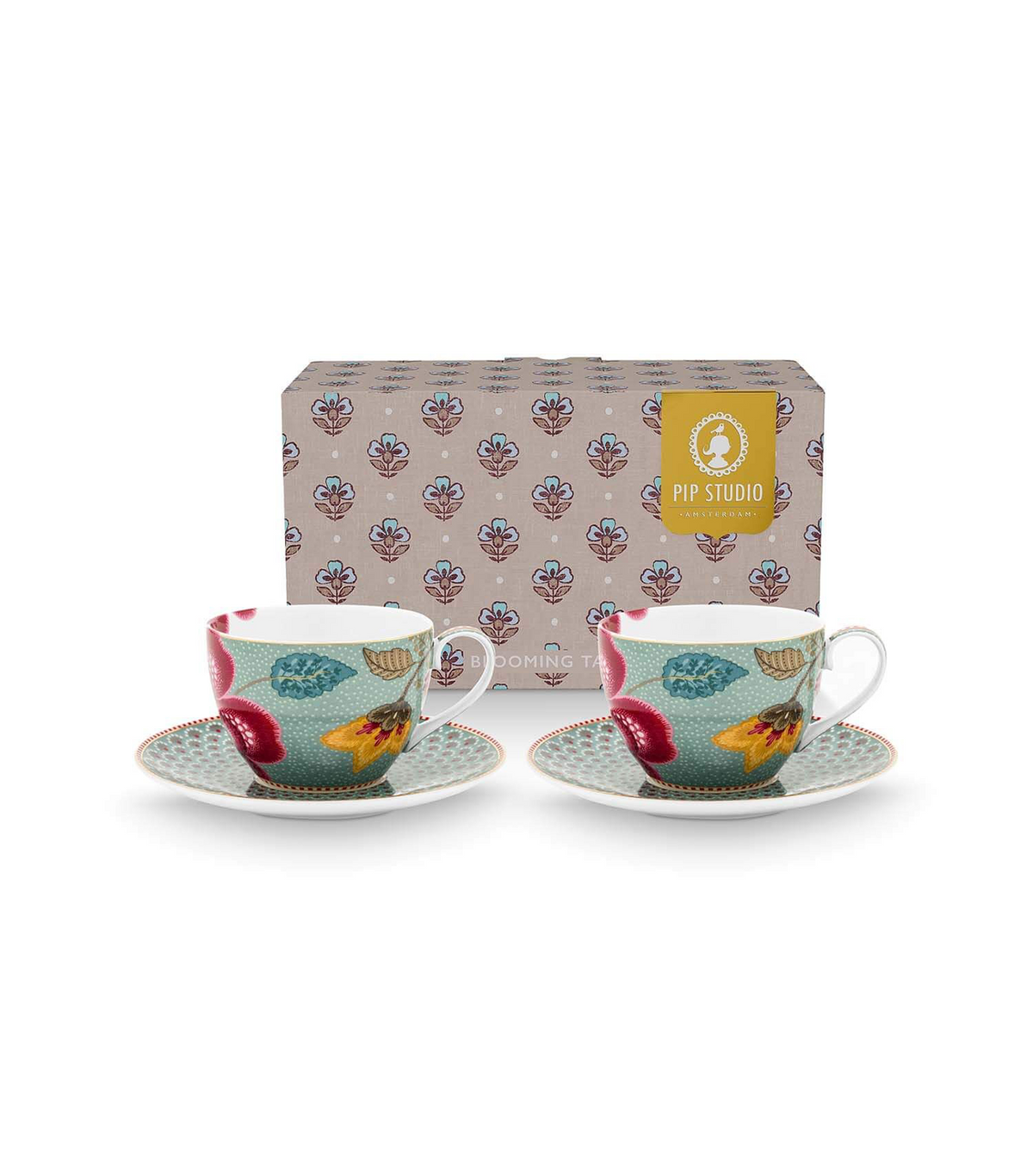 Blooming Tales Cups and Saucers, Set of 2, Fantasy Blue