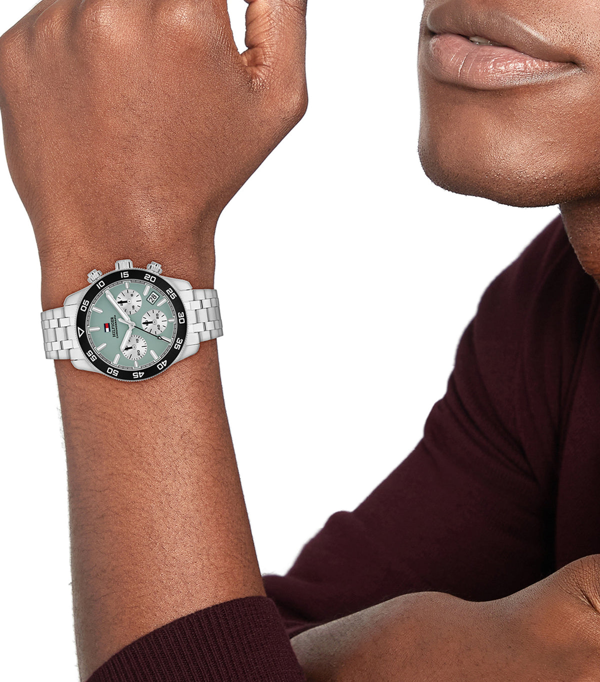1710745 Chrono Watch Silver and Mint Green
